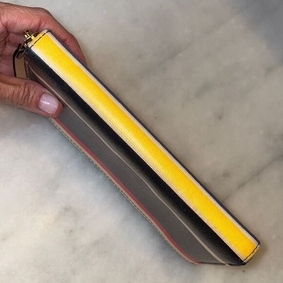 Kate Spade Wallet Leather Multicolor Striped Canvas Full Zip Continental Wallet - Picture 11 of 16